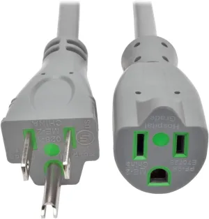 Tripp Lite 6Ft Hospital Medical Power Extension Cord 5-15P HG 5-15R HG 120V 13A Gray 6' (P022-006-GY-HG)