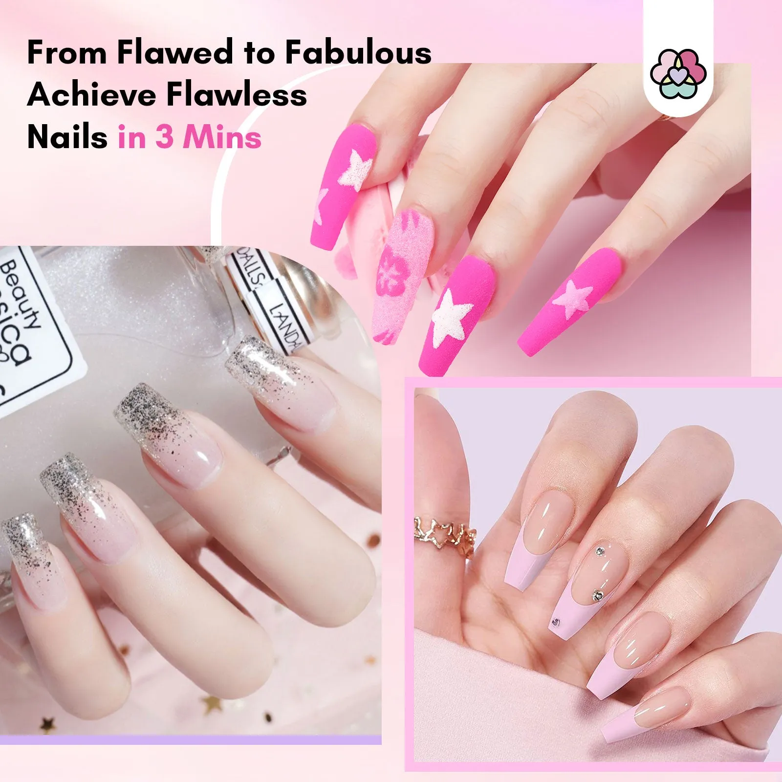 [US ONLY]Cracked Nail Repair Kit - Clear & White Dip Powder with Nail Glue