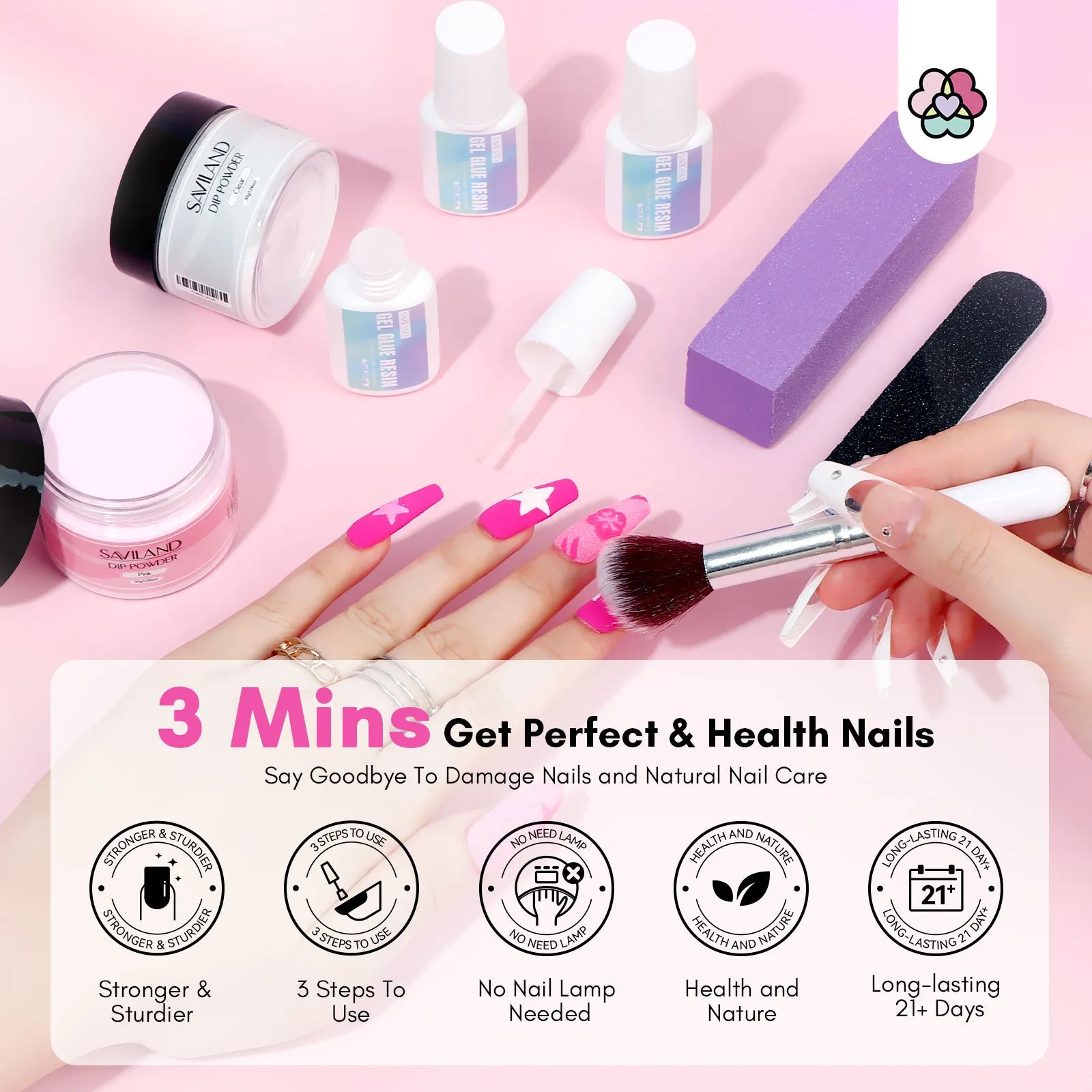 [US ONLY]Cracked Nail Repair Kit - Clear & White Dip Powder with Nail Glue