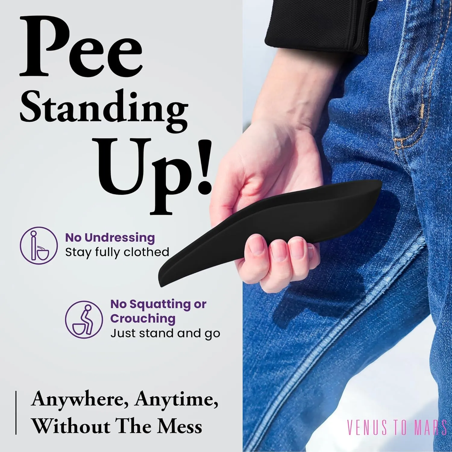 VENUS TO MARS Female Urinal | Female Urination Device | Womens Pee Funnel for Camping - Car - Travel - Festivals - Porta Potty - Outdoor Activities
