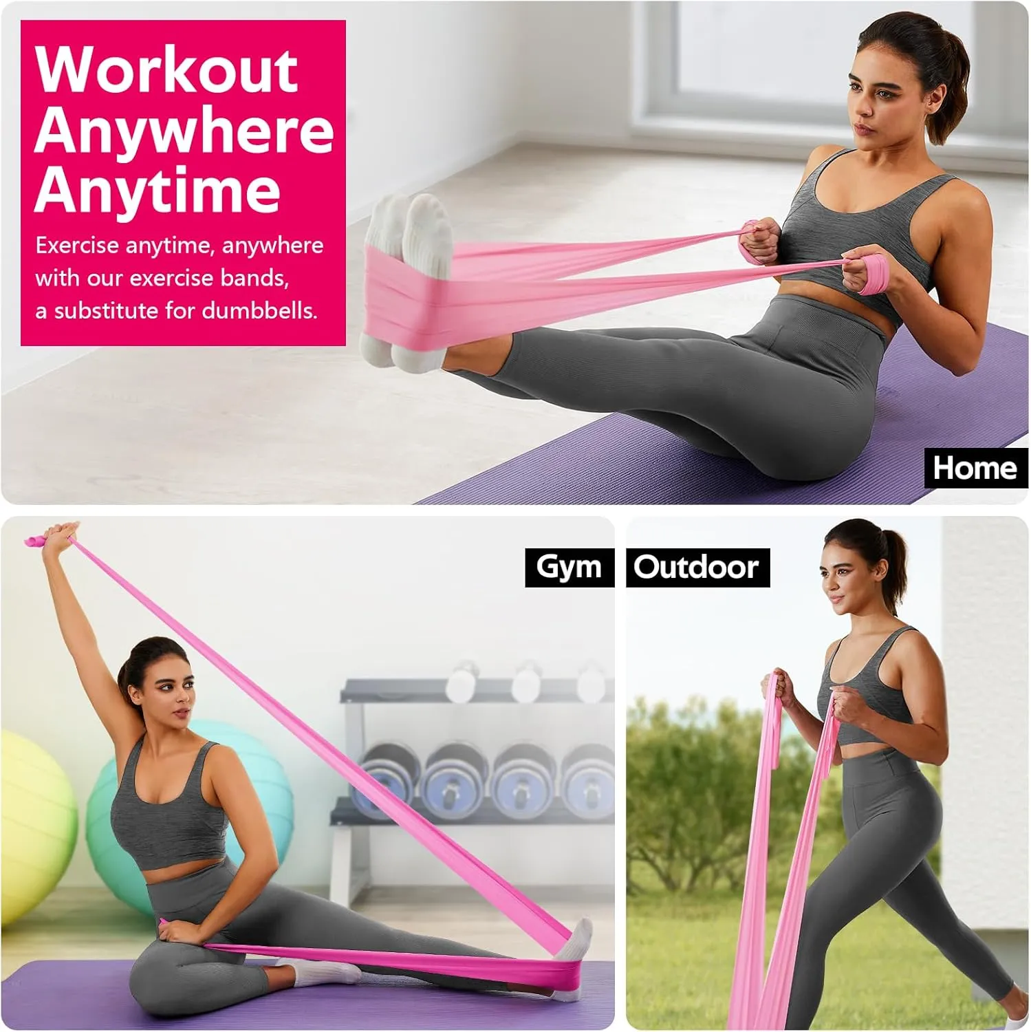 WALITO Resistance Bands for Working Out, Exercise Bands for Women and Men, Workout Bands for Physical Therapy, Stretch, Recovery, Pilates, Rehab, Strength Training and Home Gym