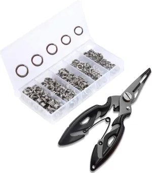 X Strong200PCS High Strength Heavy Stainless Steel Split Ring Lure Tackle Connector with Fishing Pliers 30lb to 120lb Test