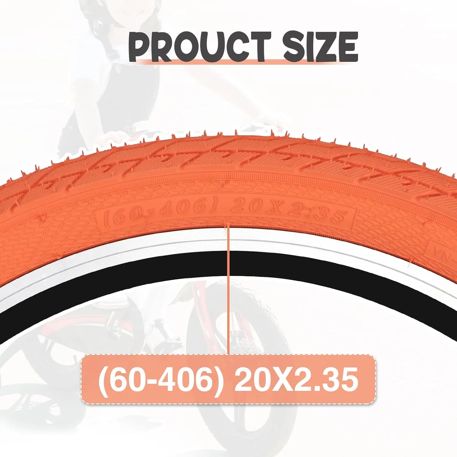 ZUKKA 20 x 2.35 Bike Tire 1/2 Pack 20 inch x 2.35 BMX Bike Tire Folding Replacement Tire for MTB Mountain Bike, BMX Bicycle Commuter Bike
