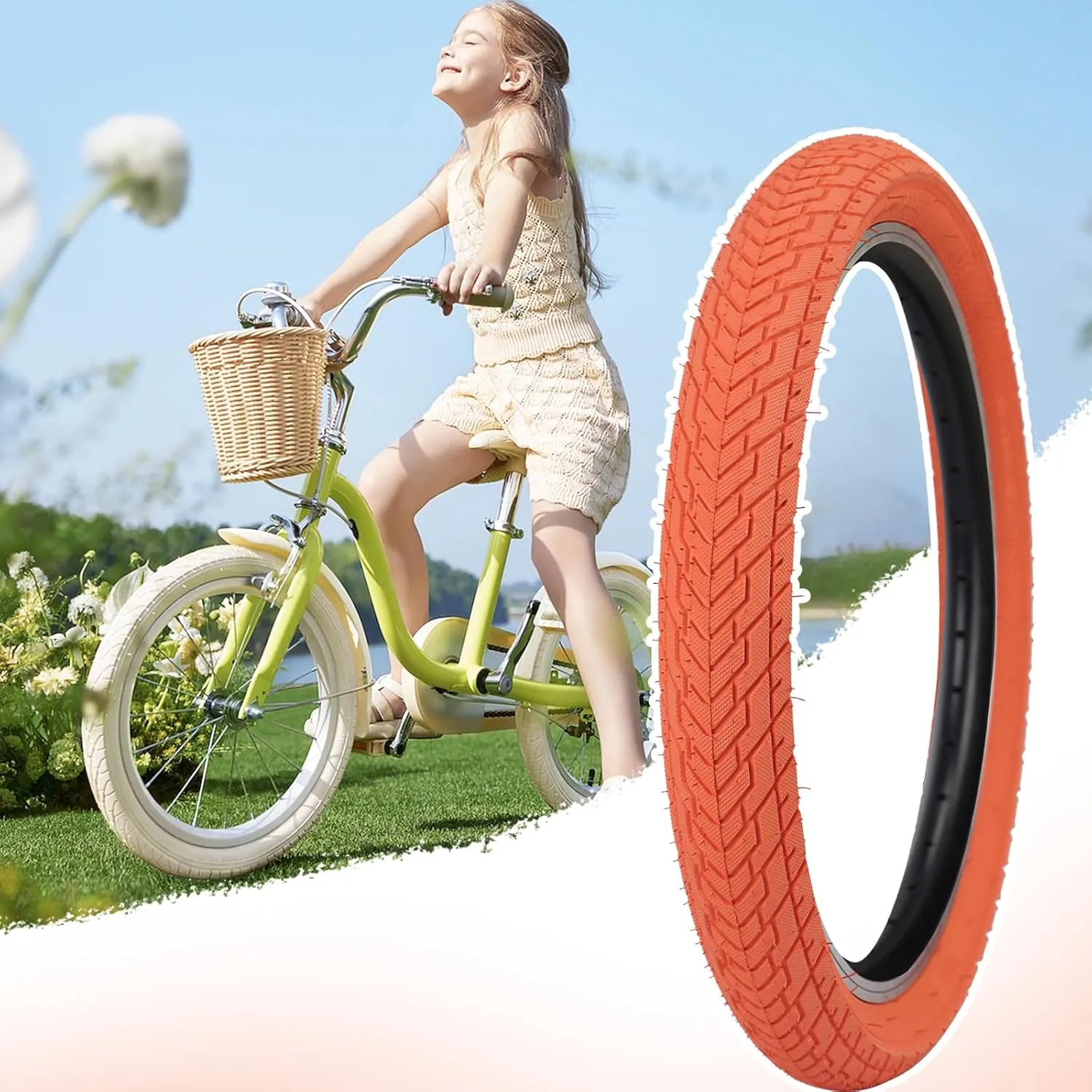 ZUKKA 20 x 2.35 Bike Tire 1/2 Pack 20 inch x 2.35 BMX Bike Tire Folding Replacement Tire for MTB Mountain Bike, BMX Bicycle Commuter Bike