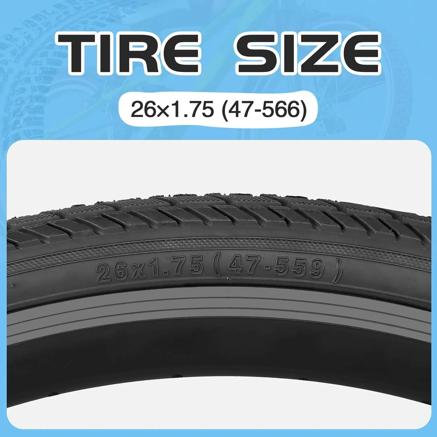 ZUKKA Bike Tire 26X1.75 Mountain Bike Tire with 2 Tire Levers Folding Replacement Tire MTB Mountain Bike, BMX Bicycle Commuter Bike